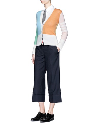 Figure View - Click To Enlarge - THOM BROWNE  - Colourblock cashmere cardigan