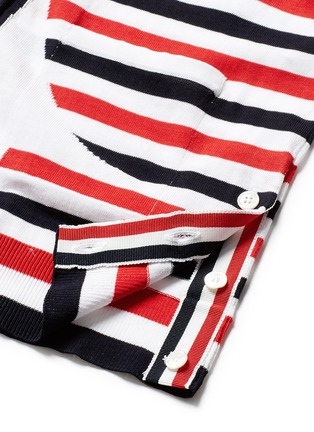 Detail View - Click To Enlarge - THOM BROWNE  - 'Trompe-l'œil' bow stripe cotton crepe cardigan