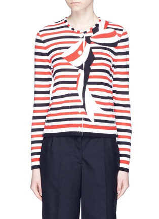 Main View - Click To Enlarge - THOM BROWNE  - 'Trompe-l'œil' bow stripe cotton crepe cardigan