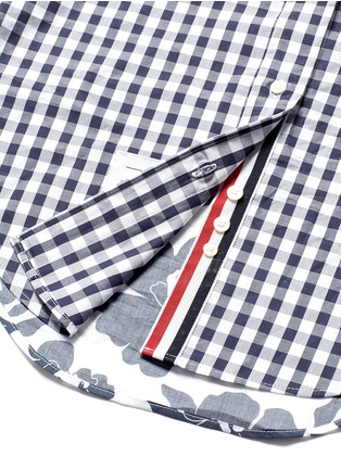 Detail View - Click To Enlarge - THOM BROWNE  - Funmix gingham and floral cotton poplin shirt