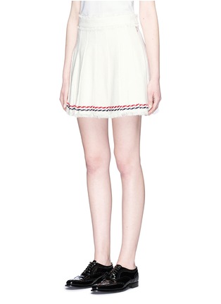 Front View - Click To Enlarge - THOM BROWNE  - Frayed tweed pleated skirt