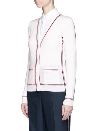 Front View - Click To Enlarge - THOM BROWNE  - Signature stripe wool cardigan