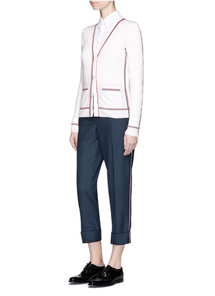 Figure View - Click To Enlarge - THOM BROWNE  - Signature stripe wool cardigan