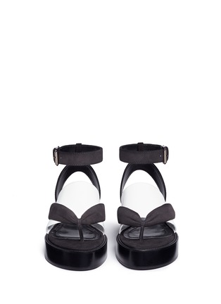 Front View - Click To Enlarge - ELLERY - 'Chiyoko' patent leather and suede platform sandals