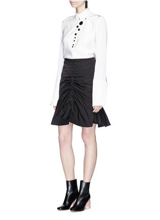 Figure View - Click To Enlarge - ELLERY - 'Amaretto' tie front ruched memory gabardine skirt