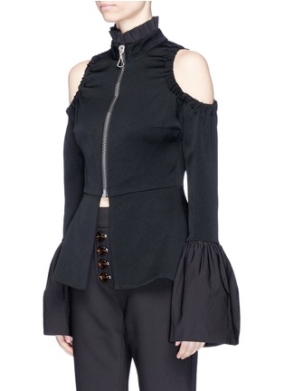 Front View - Click To Enlarge - ELLERY - 'Ayumi' flared cuff cold shoulder top