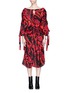 Main View - Click To Enlarge - ELLERY - 'Kabukimono' squiggle print cold shoulder silk dress