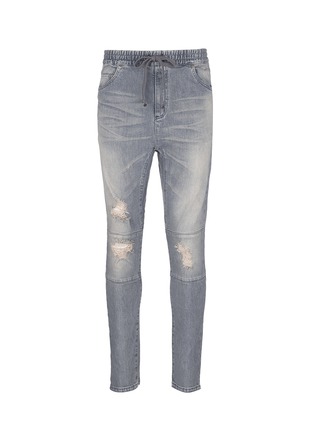 Main View - Click To Enlarge - STUDIO SEVEN - Distressed drawstring waist jeans