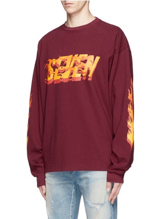 Front View - Click To Enlarge - STUDIO SEVEN - 'Fire' print long sleeve T-shirt