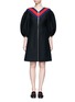 Main View - Click To Enlarge - GUCCI - Web trim puff sleeve wool-silk zip dress
