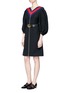 Figure View - Click To Enlarge - GUCCI - Web trim puff sleeve wool-silk zip dress