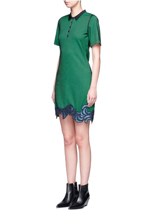 Front View - Click To Enlarge - 3.1 PHILLIP LIM - Floral sequin embroidered ottoman knit polo dress