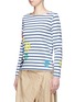 Front View - Click To Enlarge - PORTS 1961 - Cutout lip print stripe cotton top