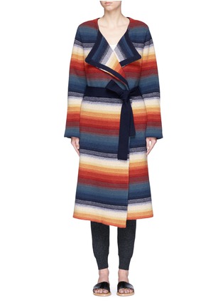 Main View - Click To Enlarge - CHLOÉ - Belted stripe cashmere blend coat