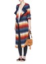 Figure View - Click To Enlarge - CHLOÉ - Belted stripe cashmere blend coat