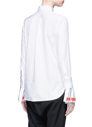 Back View - Click To Enlarge - MRZ - Colourblock plissé pleat cuff cotton shirt