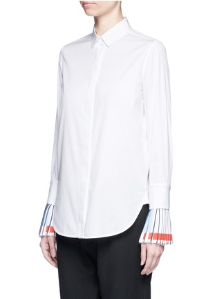 Front View - Click To Enlarge - MRZ - Colourblock plissé pleat cuff cotton shirt