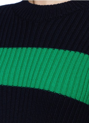 Detail View - Click To Enlarge - STELLA MCCARTNEY - Side split stripe rib knit long sweater