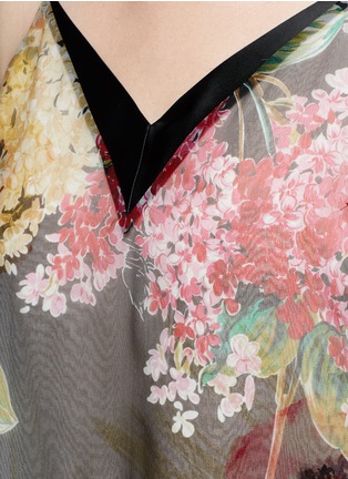 Detail View - Click To Enlarge - LANVIN - Satin trim bouquet print silk slip dress