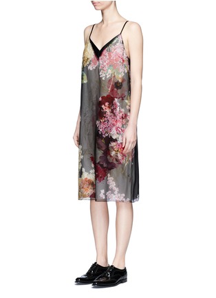 Front View - Click To Enlarge - LANVIN - Satin trim bouquet print silk slip dress