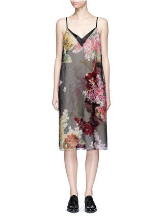 Main View - Click To Enlarge - LANVIN - Satin trim bouquet print silk slip dress