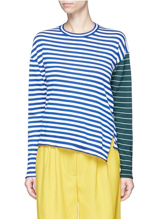 Main View - Click To Enlarge - PORTS 1961 - Stripe contrast sleeve sweater
