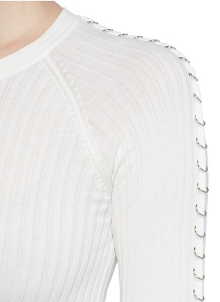 Detail View - Click To Enlarge - ALEXANDER WANG - Pierced eyelet rib knit sweater