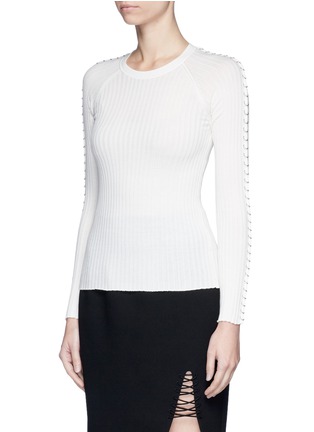 Front View - Click To Enlarge - ALEXANDER WANG - Pierced eyelet rib knit sweater