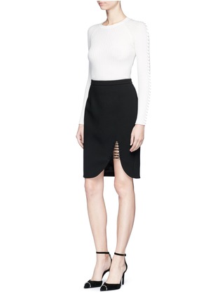 Figure View - Click To Enlarge - ALEXANDER WANG - Pierced eyelet rib knit sweater