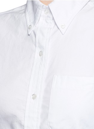 Detail View - Click To Enlarge - THOM BROWNE  - Stripe ribbon trim cotton Oxford shirt