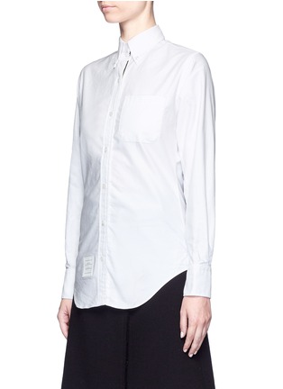 Front View - Click To Enlarge - THOM BROWNE  - Stripe ribbon trim cotton Oxford shirt