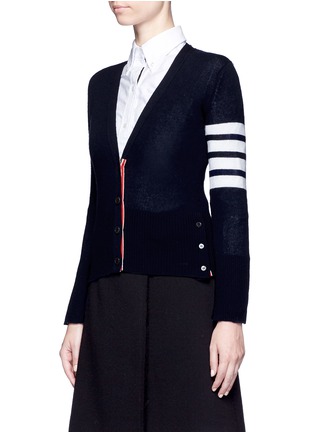 Front View - Click To Enlarge - THOM BROWNE  - Stripe sleeve cashmere V-neck cardigan