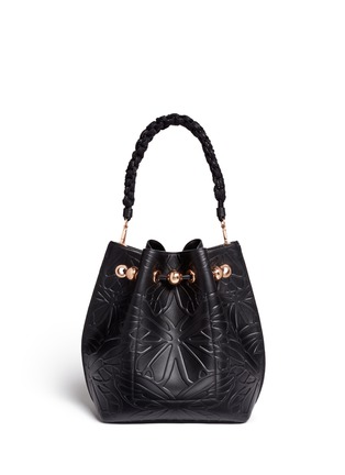 Detail View - Click To Enlarge - SOPHIA WEBSTER - 'Romy' debossed butterfly leather bucket bag