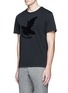 Front View - Click To Enlarge - MAISON KITSUNÉ - 'Airman' flocked velvet patch T-shirt