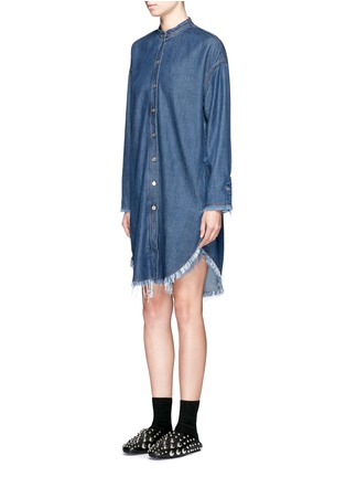 Front View - Click To Enlarge - ACNE STUDIOS - 'Gracie' frayed denim shirt dress