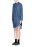 Front View - Click To Enlarge - ACNE STUDIOS - 'Gracie' frayed denim shirt dress