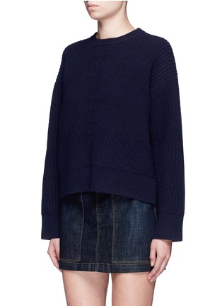 Front View - Click To Enlarge - ACNE STUDIOS - 'Java' zip side chunky wool knit sweater