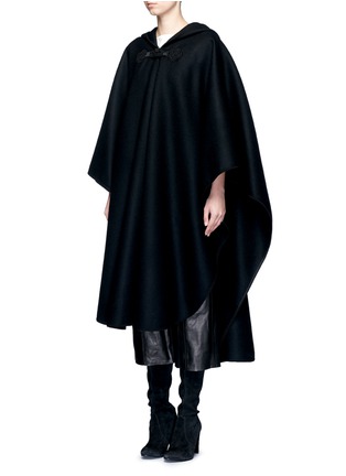 Front View - Click To Enlarge - SAINT LAURENT - Felted wool hooded cape coat