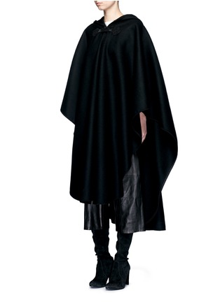 Figure View - Click To Enlarge - SAINT LAURENT - Felted wool hooded cape coat
