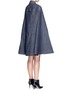 Back View - Click To Enlarge - GIVENCHY - Denim button military cape coat