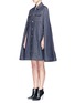 Front View - Click To Enlarge - GIVENCHY - Denim button military cape coat