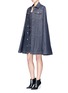 Figure View - Click To Enlarge - GIVENCHY - Denim button military cape coat