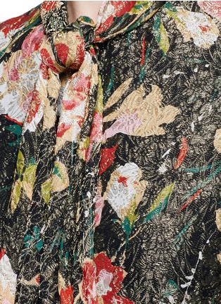Detail View - Click To Enlarge - SAINT LAURENT - Scarf neck floral jacquard dress