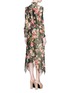 Back View - Click To Enlarge - SAINT LAURENT - Scarf neck floral jacquard dress