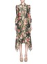 Main View - Click To Enlarge - SAINT LAURENT - Scarf neck floral jacquard dress