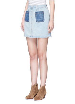 Front View - Click To Enlarge - RAG & BONE - 'Mini Santa Cruz' contrast pocket denim skirt