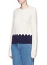 Front View - Click To Enlarge - CHLOÉ - Scalloped contrast wool-cashmere sweater