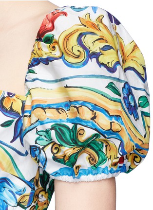 Detail View - Click To Enlarge - - - Puff sleeve maiolica print poplin dress
