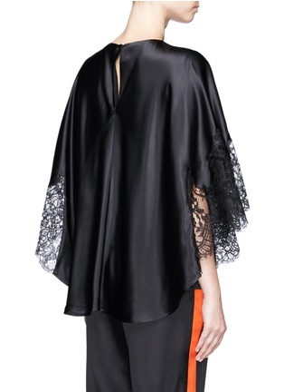 Back View - Click To Enlarge - GIVENCHY - Lace insert silk satin cape top