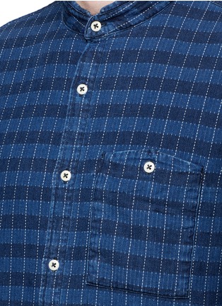Detail View - Click To Enlarge - DENHAM - 'Riz' check contrast stitch cotton shirt